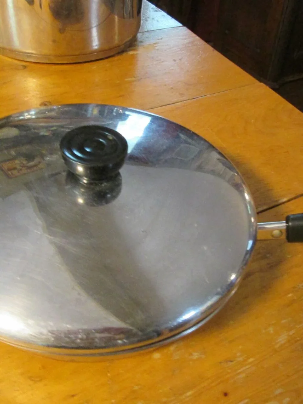 Vtg Revere ware 9 in skillet and lid 1801 clinton il copper clad